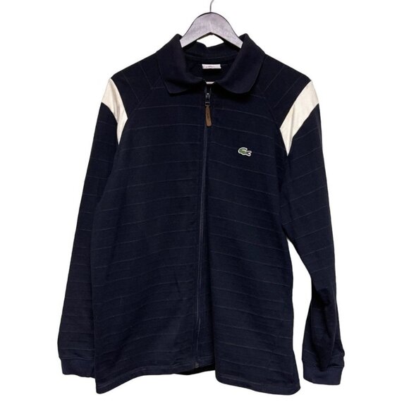 Lacoste Sport Devanlay Black Ribbed Full Zip Men's Track Jacket Size Large